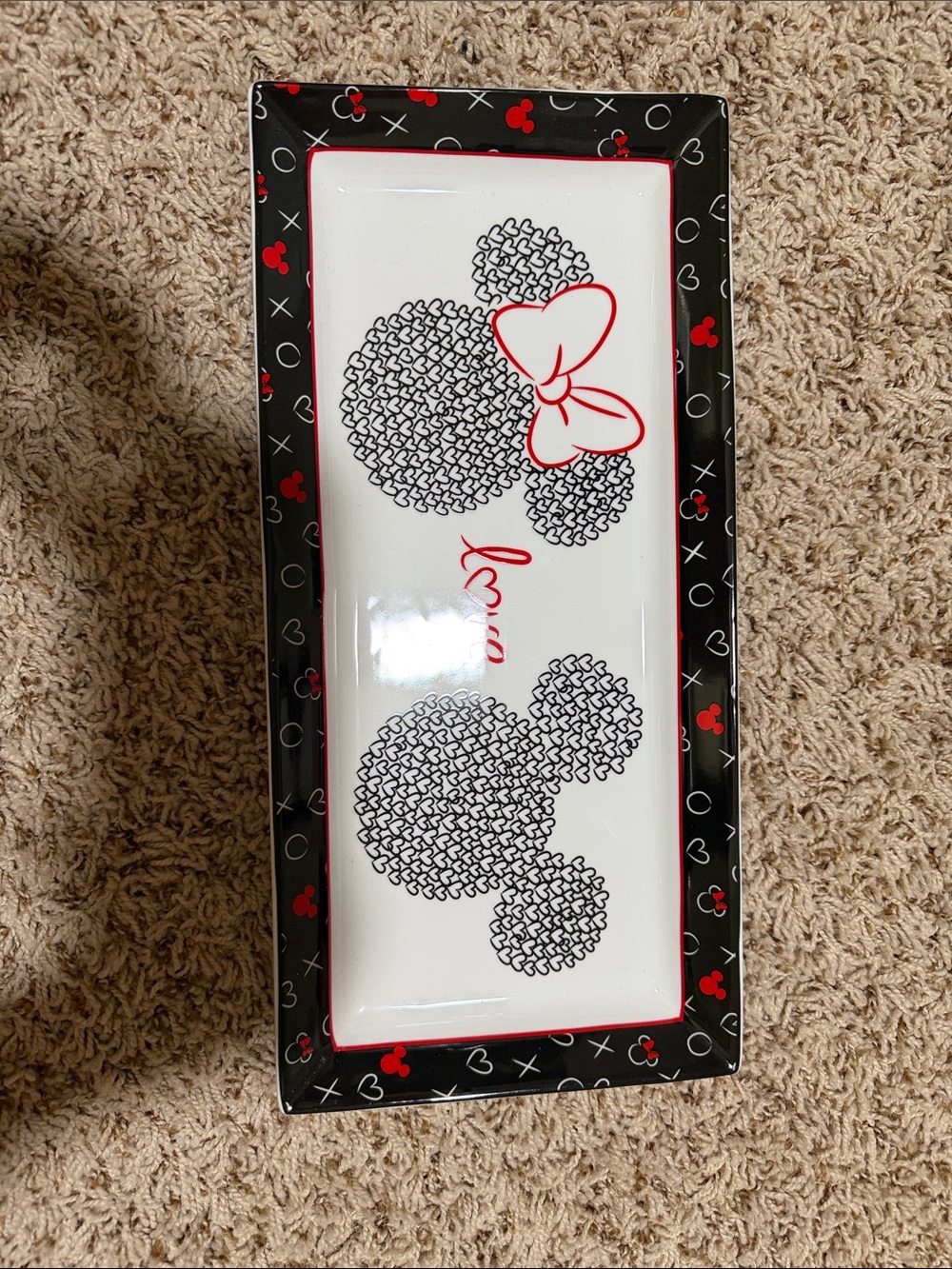 Minnie Mouse Themed Decorative Tray - Black, White & Red